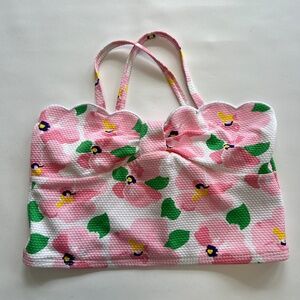 Janie and Jack Swim Shop Floral Pink Bow Top EUC Shirt Size 6